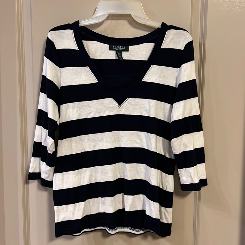 Ralph Lauren Striped 3/4 Sleeve Top
